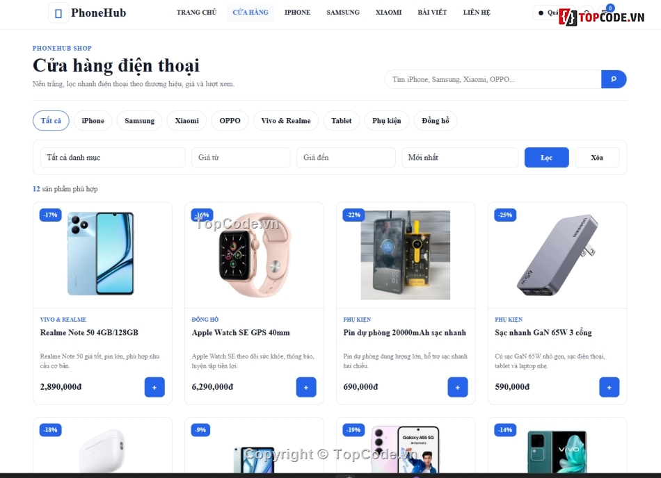 web bán điện thoại,website bán điện thoại,web bán phụ kiện điện thoại